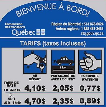 Tarifs de transport rémunéré de personnes par automobile
